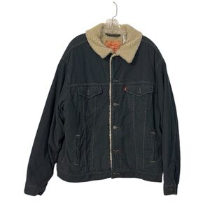 Levi's Sherpa Lined Corduroy Trucker Jacket XL Blue Tan Sherpa Collar Warm